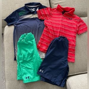Boys Under Armour Polo Shirts and Shorts, Size YL